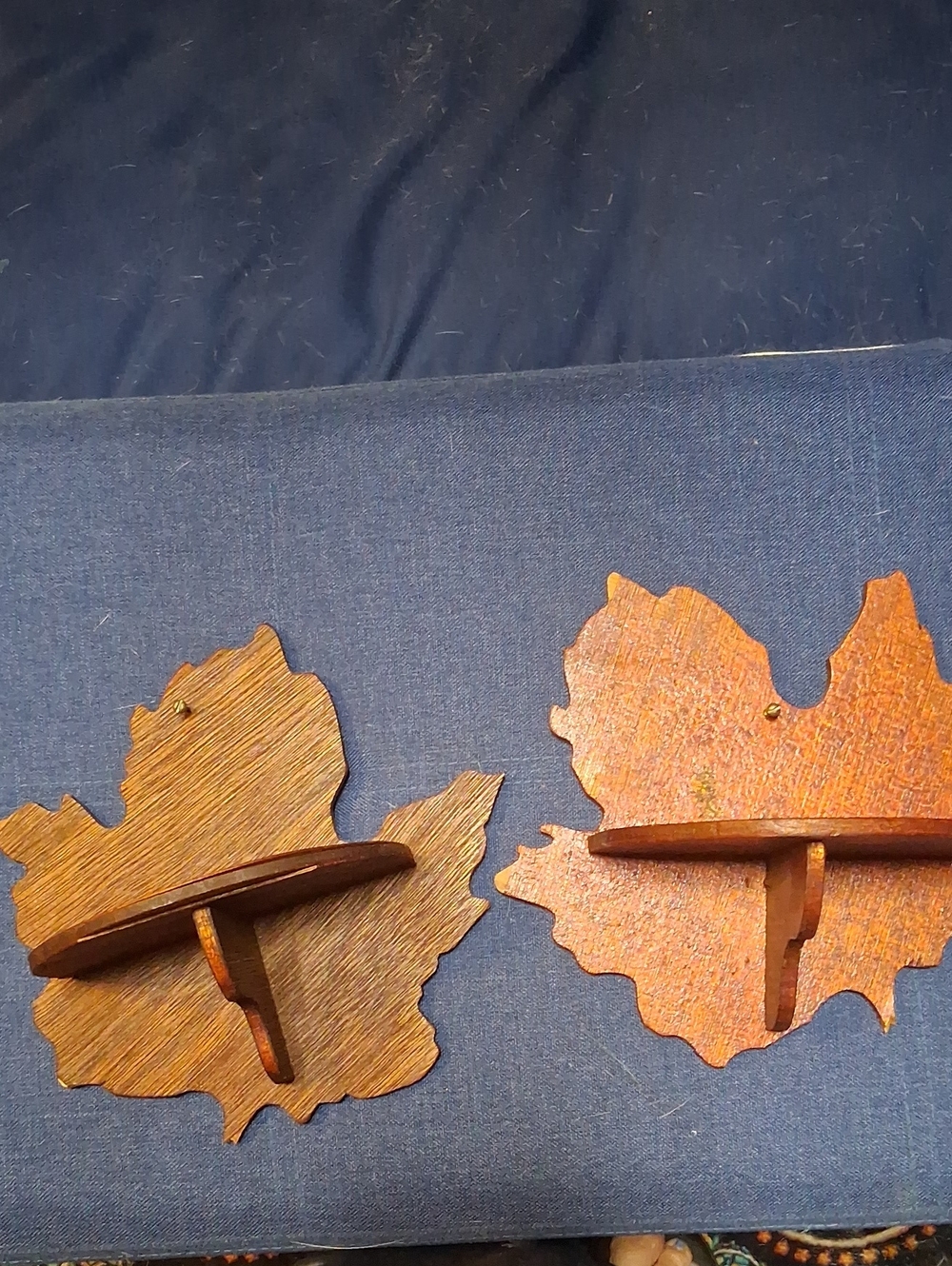 Leaf-Shaped Wall Display Shelves in Warm Brown - Set of 2